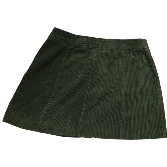 Zara Trafaluc Skirt Corduroy Ribbed Mini Skirt Button Detail Green Women's Small - Picture 7 of 8